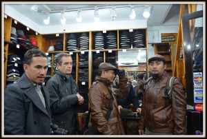 The guys with their brand new leather jackets (from Grand Bazaar)and trying a leather beret.